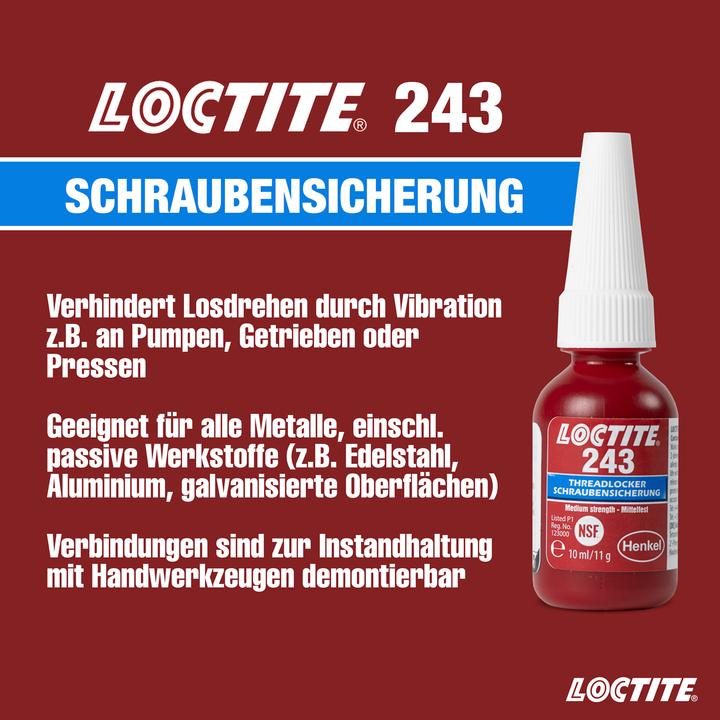 Immagine prodotto Loctite Blocco a vite 243 (20 g, 5 ml)