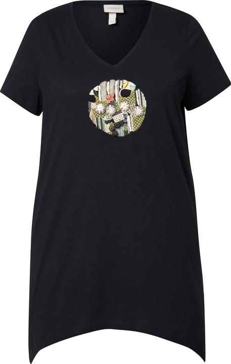 Actual product image Ulla Popken Eco Cotton Embroidered Longline Pointed Hem Tee (46, 48)