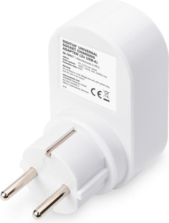 Actual product image Digitus Universal socket adapter 2 x USB-A (2 x, 2-pole)