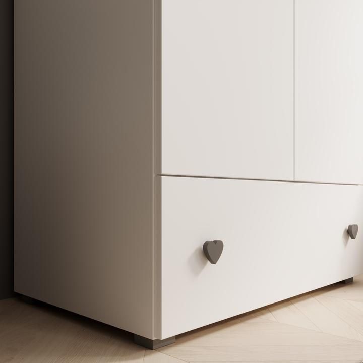 Actual product image ADRK Furniture Emily wardrobe with hinged doors and a heart-shaped handle (grey) (80 cm)