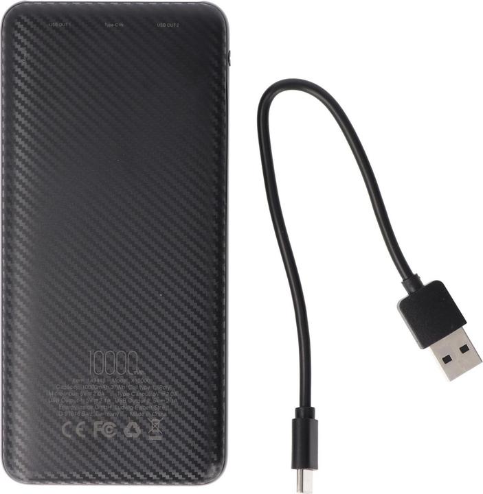 Image du produit XCell Powerbank X10000 d'une capacité de 10 000 mAh, design épuré, écran LED