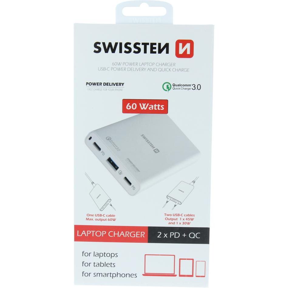 Thumbnail - Swissten Travel Charger (60 W), USB Ladegerät, Weiss