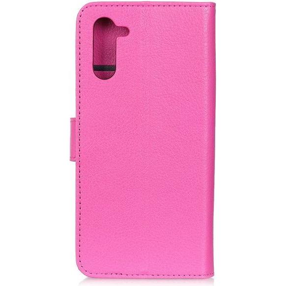 MU Classic Litchi Leder Bookcover Series (Realme 6 Pro), Smartphone Hülle, Rosa
