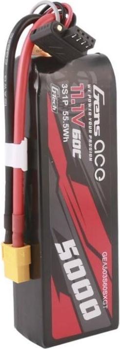Image du produit Gens Ace G-Tech 5000mAh 11.1V 60C 3S1P Short-Size Lipo avec prise XT60 (5000 mAh, 11.10 V)