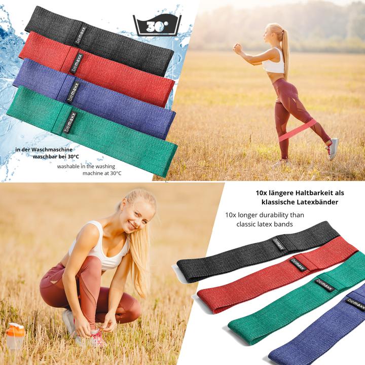 Immagine prodotto BeMaxx Fitness Loop Band Set da 5, Tessile (0.32 m, Extra strong, Light, Strong, Medio)