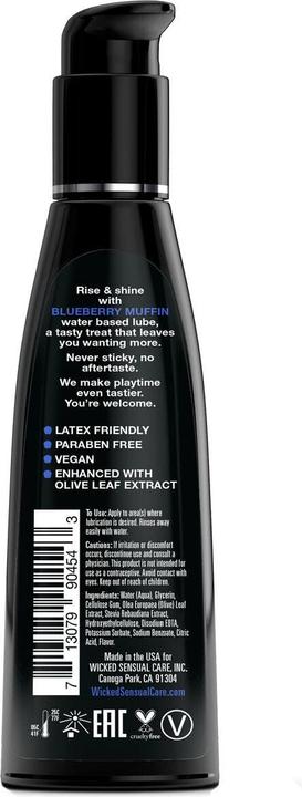 Actual product image Wicked Sensual Care Blueberry Muffin Flavoured Water Based Lubricant by (120ml) (120 ml)