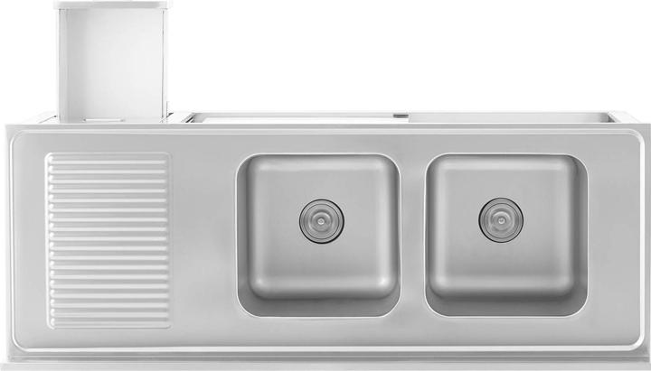 Actual product image Royal Catering Commercial Kitchen Sink - 2 basins - - Stainless steel - 400 x 400 x 300 mm (Sink accessories, 30 cm, 60 cm)