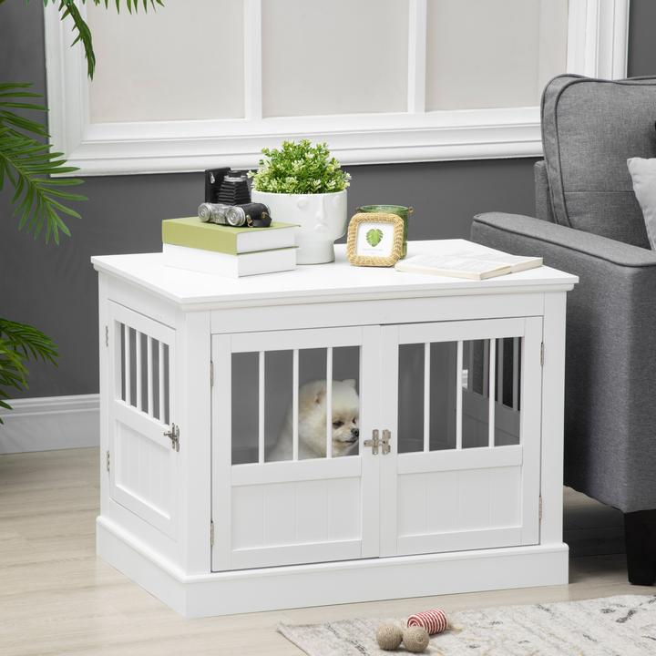 Produktbild PawHut Hundekäfig Spanplatte, MDF Weiss (Hundezwinger)