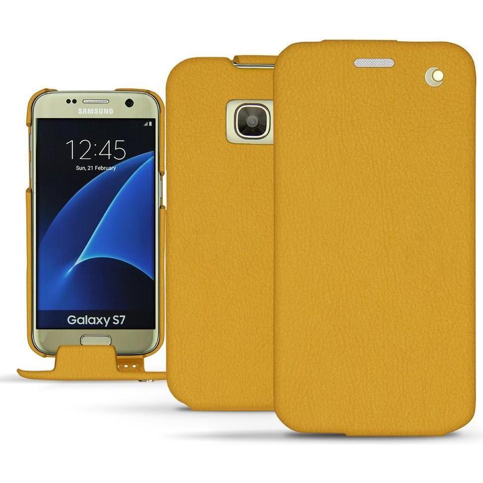 Noreve Lederschutzhülle vertikal (Samsung Galaxy S7), Smartphone Hülle, Orange
