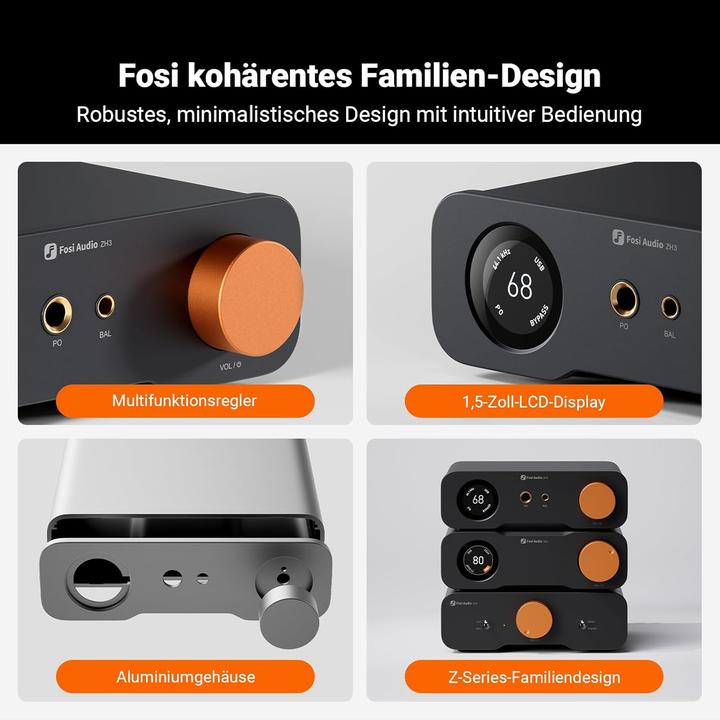 Produktbild Fosi Audio ZH3, DAC Kopfhörerverstärker und Vorverstärker (Display, Gain-Schalter, USB-DAC)