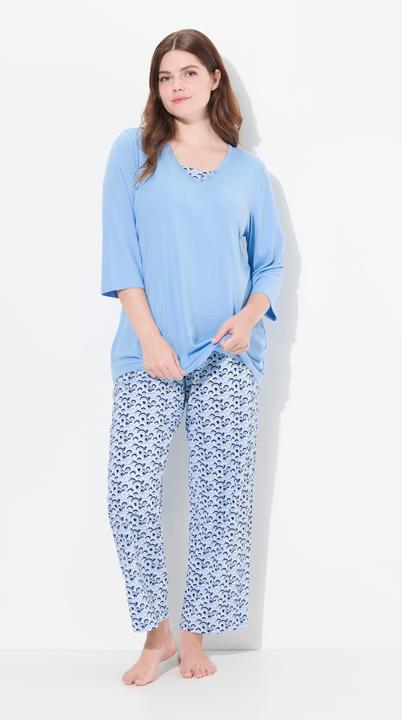 Produktbild Ulla Popken Pyjama, V-Ausschnitt, 3/4-Arm, Taschen (42, 44)