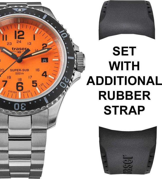 Traser H3 109379 P67 T25 SuperSub Set Orange 46 mm Taucheruhr 50ATM (Taucheruhr, 46 mm)