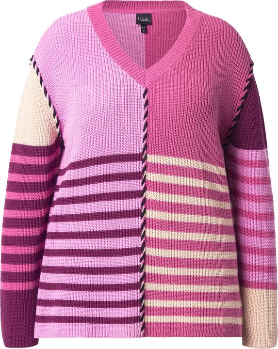 Immagine prodotto Ulla Popken Maglione in stile color blocking con scollo a V e maniche lunghe (50, 52)