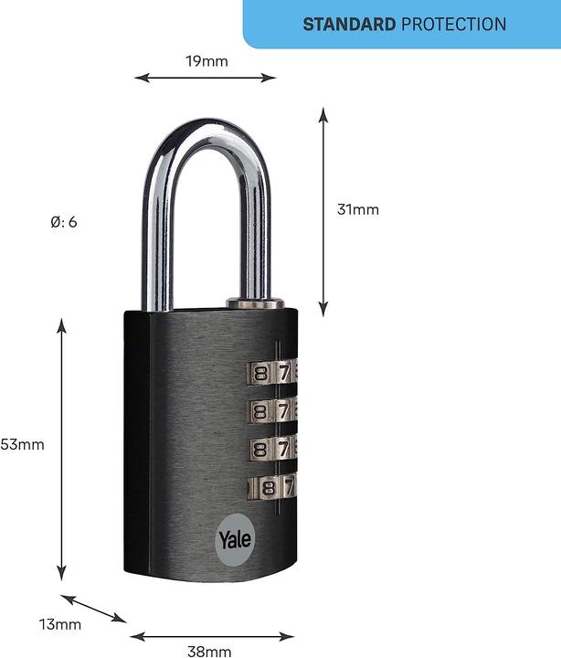 Actual product image Yale YE3CB/38/131/1/BK Padlock Conventional padlock (e)