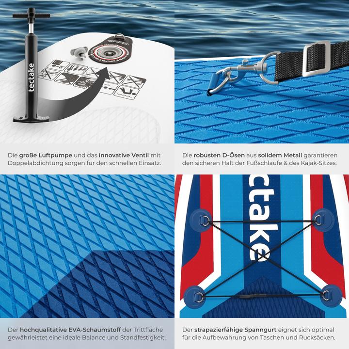 Image du produit tectake Planche de stand-up paddle 2 en 1 gonflable kit complet