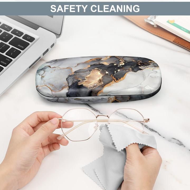 Produktbild Only-Bags.Store Tragbares Hartschalen-Brillenetui mit Brillenputztuch - Etui für Brillen und Sonnenbrillen