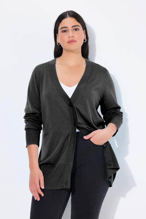 Produktbild Ulla Popken Strickjacke, V-Ausschnitt, Knopfleiste, Feinstrick (50, 52)