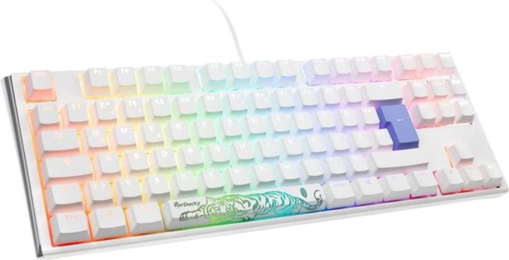 Actual product image Ducky One 3 Classic Pure White TKL Gaming Keyboard, RGB LED - MX-Clear (DE, Cable)