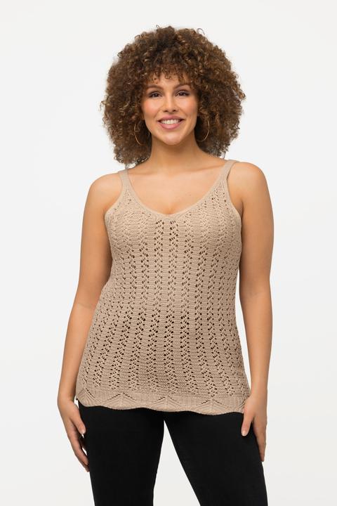 Immagine prodotto Ulla Popken Top smanicato all'uncinetto con scollo a V e spalline sottili (42, 44)