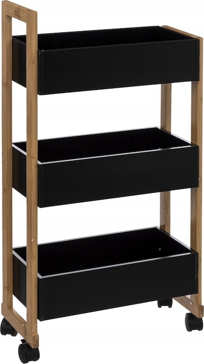 5Five Carrello, tre scatole portaoggetti - legno / nero