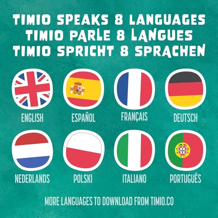 Immagine prodotto Timio Lettore audio con 5 dischi audio in 8 lingue (Cinese, Francese, Inglese, Italiano, Olandese, Portoghese, Spagnolo, Tedesco)