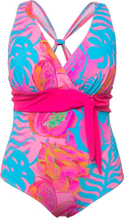 Actual product image Ulla Popken Neon Leaf Print One Piece Swimsuit (54)