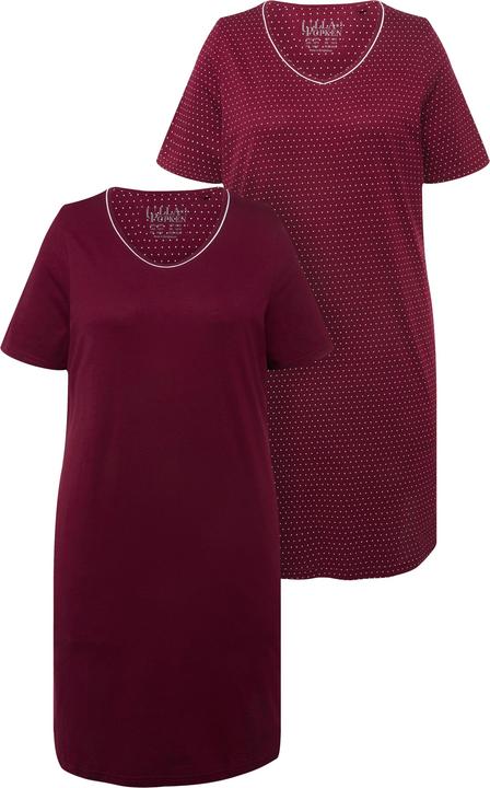 Actual product image Ulla Popken 2 Pack Short Sleeve Nightshirts - Dot, Solid (58)