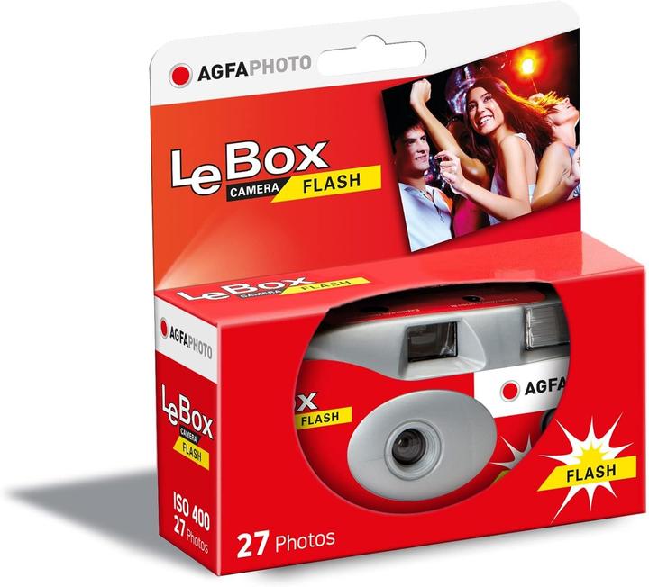 Actual product image AGFAPHOTO AGFA PHOTO 601020 Disposable camera LeBox Flash 27 photos 31mm optical lens gray and red