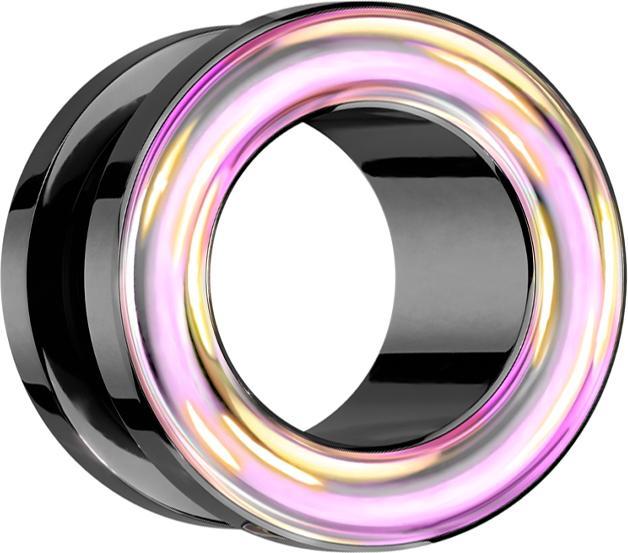 Immagine prodotto Star Piercing Carne Tunnel nero con bordo iridescente (senza ottone, Acciaio chirurgico 316L)