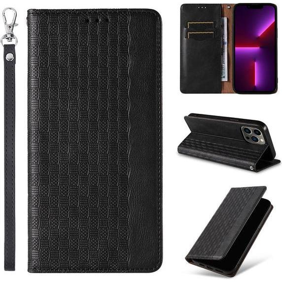 Hurtel Magnet Strap Case für iPhone 13 Pro Pouch Wallet + Mini Lanyard Pendant Schwarz (Apple iPhone 13 Pro), Smartphone...