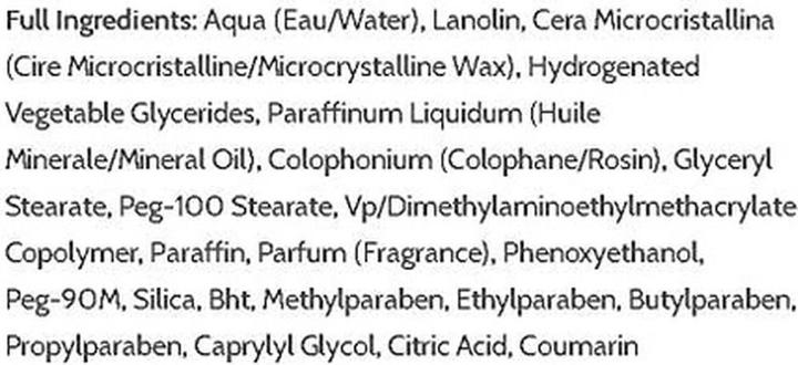 Valeurs nutritives et ingrédients Hairgum Fixer (Pâte capillaire, Cire capillaire, 75 ml)