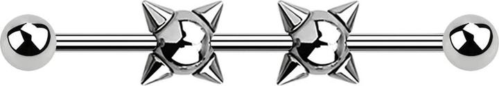 Produktbild Star Piercing Barbell silber zwei Conekugeln mit zwei Kugeln (ohne Messing, Chirurgenstahl 316L)