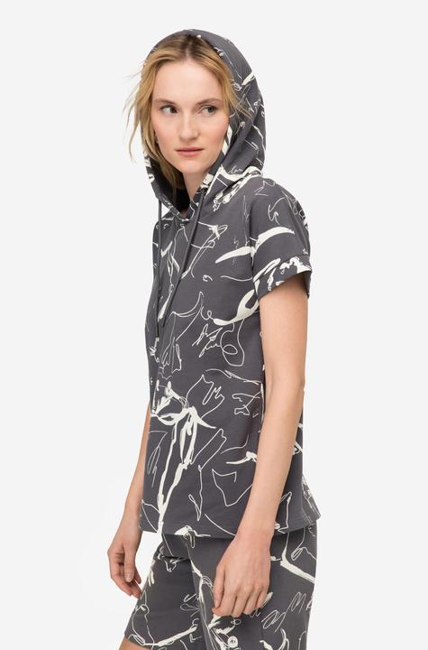 Produktbild Laurasøn Hoodie, Sweater, oversized, Robben Print, Kapuze, Halbarm (M)