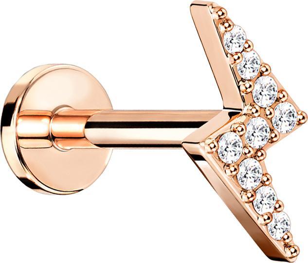 Actual product image Star Piercing Micro Labret internal thread rose gold flash with crystal (Brass, Surgical steel 316L)