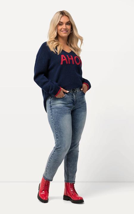 Immagine prodotto Ulla Popken Jeans modello Sarah con vita alta, taglio della gamba aderente e orlo non rifinito (58)