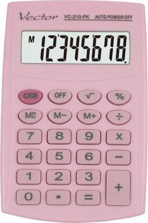 Produktbild Vector Taschenrechner KAV VC-210 PK 8-stellig 64 x 98 5 mm hellrosa (Akku)