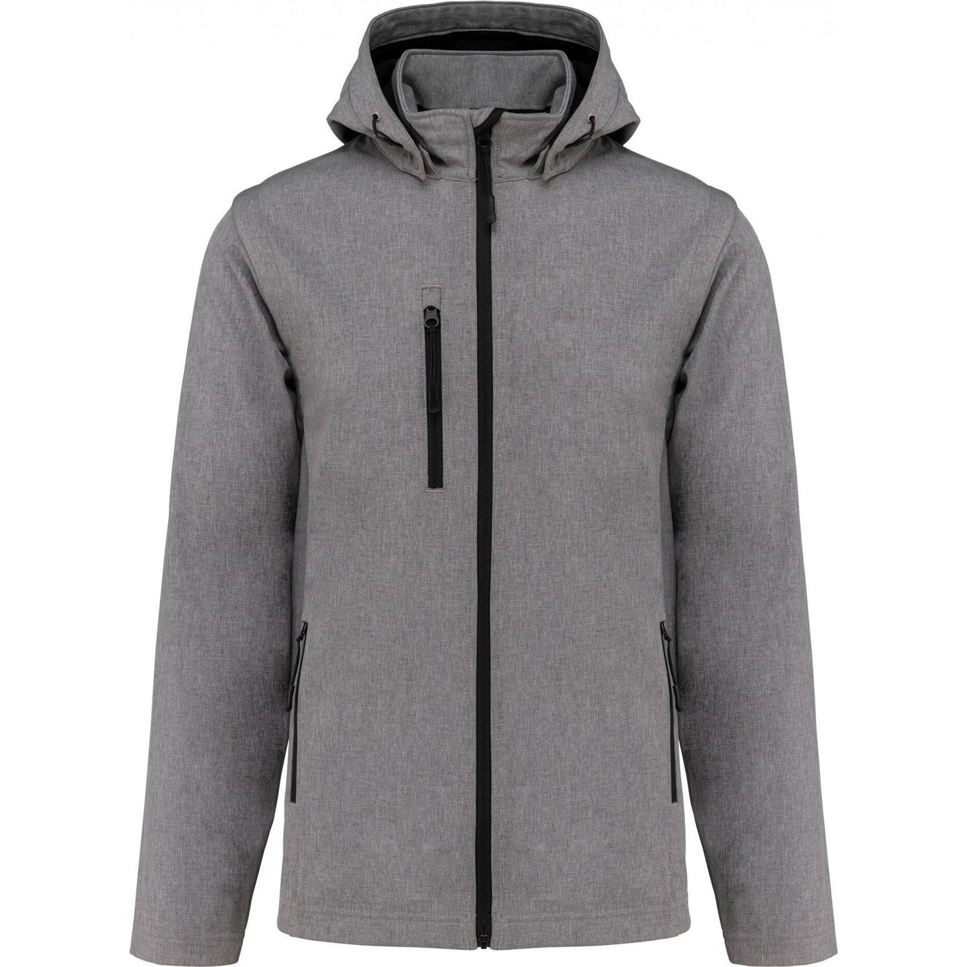 Kariban, Herren, Jacke, Wasserdichte 3-lagige Jacke mit Kapuze und abnehmbaren Ärmeln in Übergrösse (4XL), Grau, 4XL