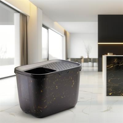 Actual product image Savic Kattenbak Hop In Marble Zwart / Goud - 58,8X39X39,5 Cm