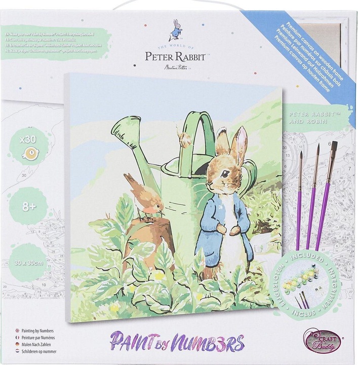 Actual product image Craft Buddy Painting by numbers picture set 30x30cm Peter Rabbit and Robin