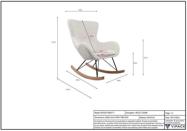 Image du produit Vipack Fauteuil à bascule Rocky