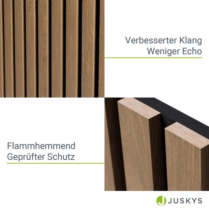 Produktbild Juskys 4x Akustik Wandpaneele 120x60cm - Eiche Natur Dunkel (60 x 120 cm)