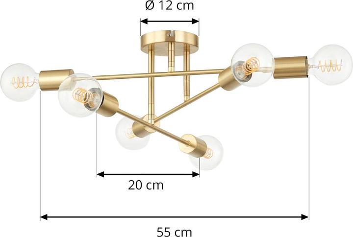 Actual product image Lindby Aloria ceiling light, six-light, gold (E27)