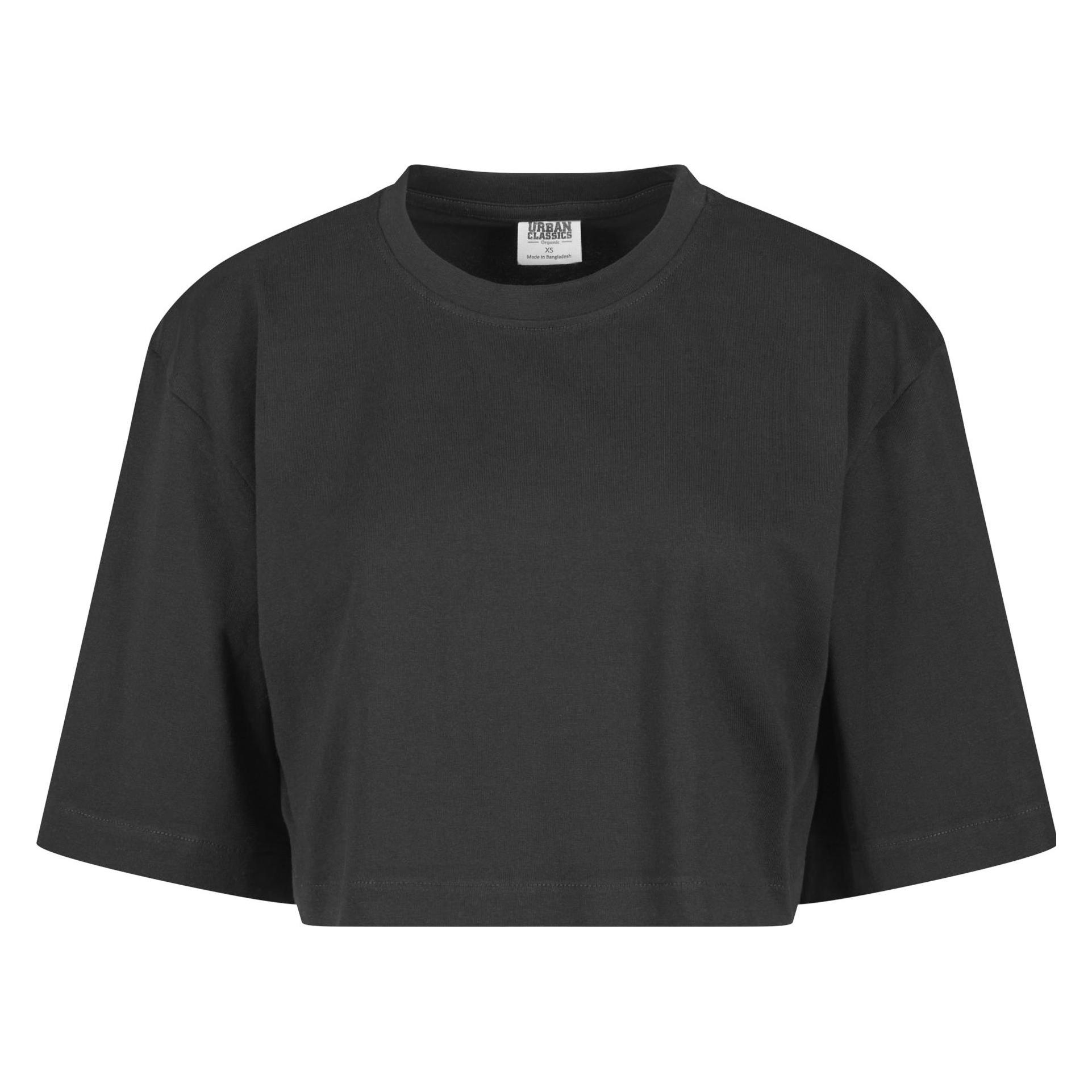 Urban Classics, Damen, Shirts, Ladies Heavy Organic Oversized Cropped Tee - 142657, Schwarz