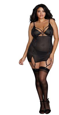 Actual product image Dreamgirl Fishnet Texture Power Mesh Garter Briefs (3XL)