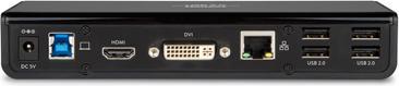 Productafbeelding Hamlet USB 3.0 Docking Station met Dual Display DVI en HDMI, hub met 6 USB-poorten, LAN EN AUDI (USB-A, USB-B, 6 Havens)