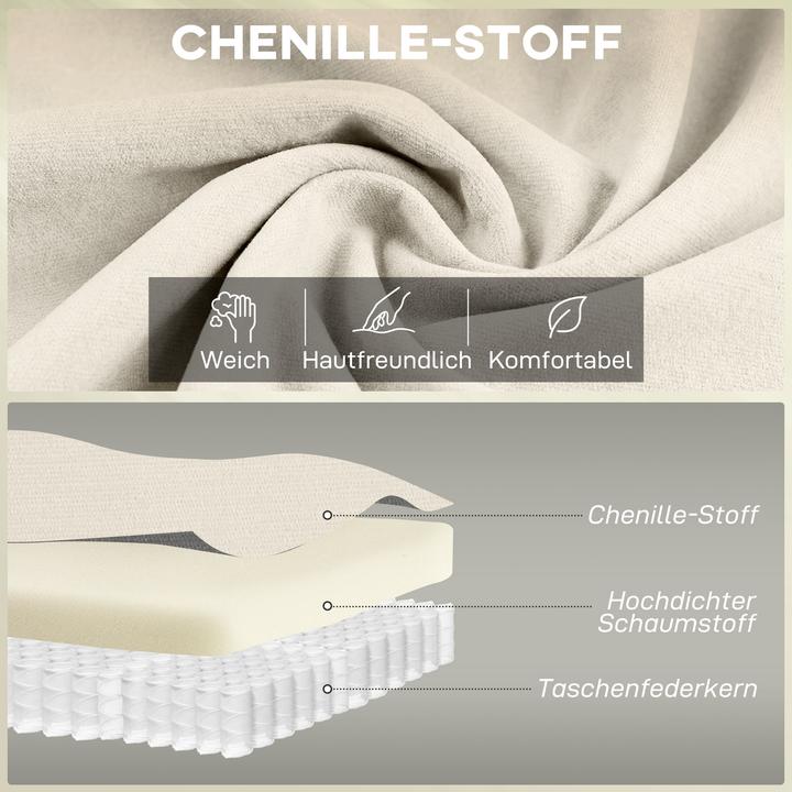 Produktbild Homcom Zweisitzer Sofa Chenille (100 % Polyester) Cremeweiss (2-Sitzer)