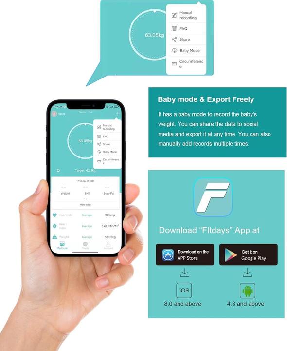 Immagine prodotto Healthkeep Monitor della composizione corporea (180 kg)