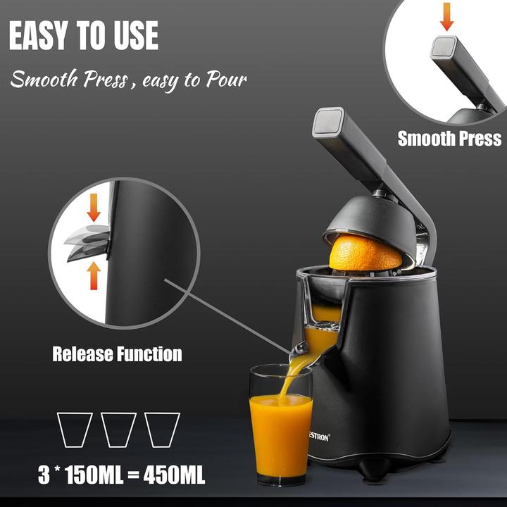 Produktbild Bestron Elektrische Zitruspresse Saftpresse, 600 Watt, schwarz