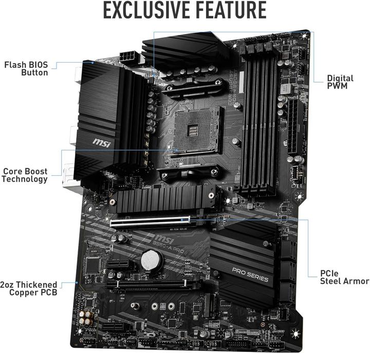 Produktbild MSI B550 A PRO (AM4, AMD B550, ATX)