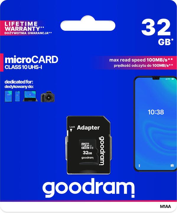 Produktbild Goodram Microcard M1AA (32 GB, microSDHC, U1, UHS-I)